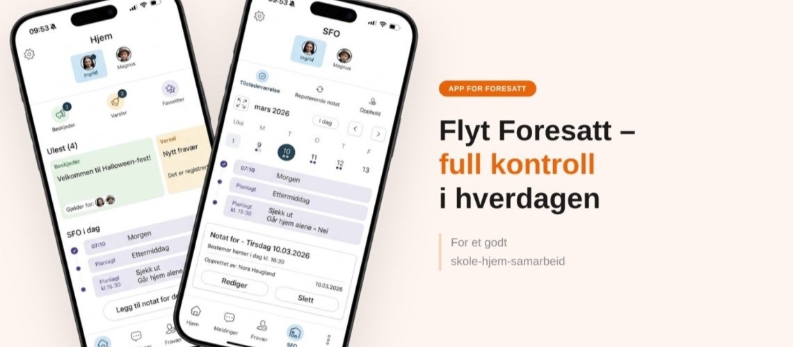 Bilde av telefonar som viser hvordan appen ser ut