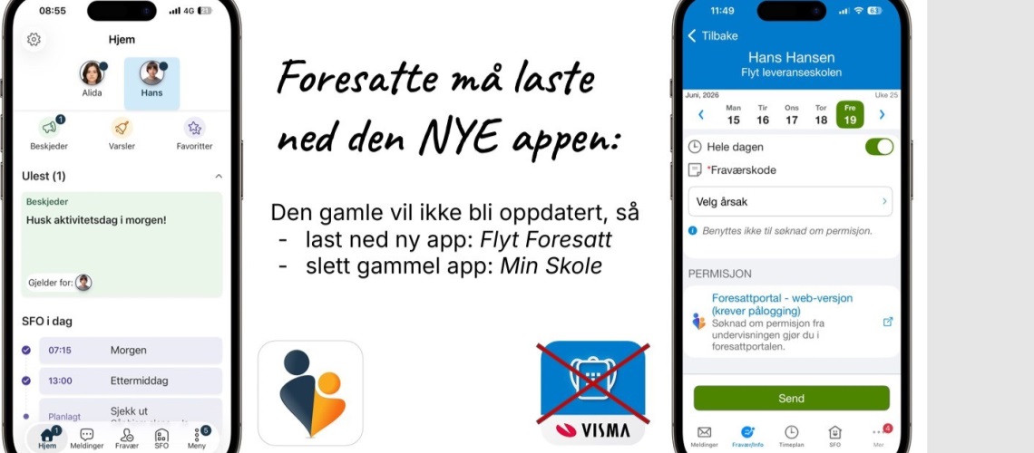 Bilete av appane flyt foresatt og minskole