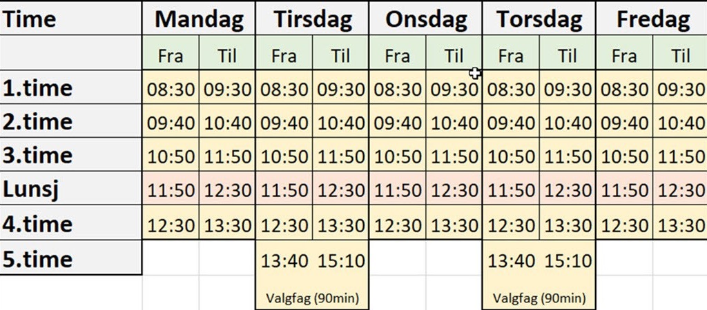 Timeplan