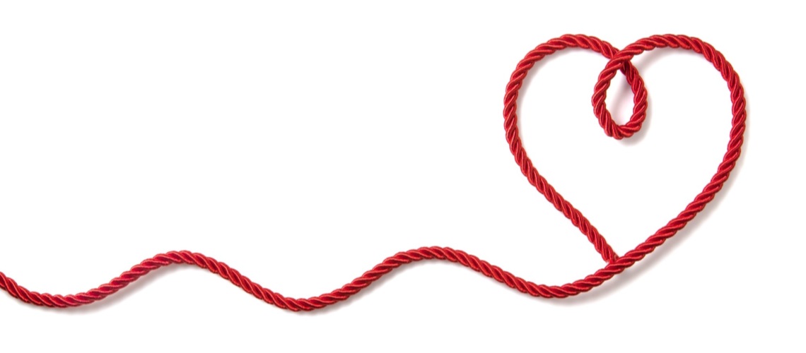Rød tråd som danner en hjerteform. Illustrasjon.